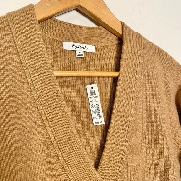 NWT Madewell V-Neck Slim Cardigan Sweater in Heather Caramel - Picture 8 of 8